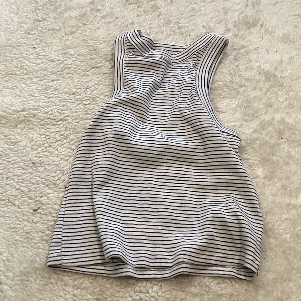 Old Navy Black and White Striped Ribbed Tank